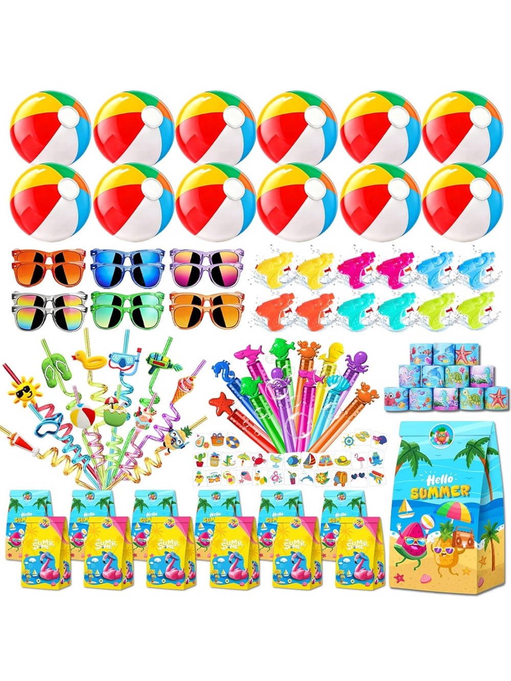 114 pcs pool party favors includes pool toys for kids summer beach party